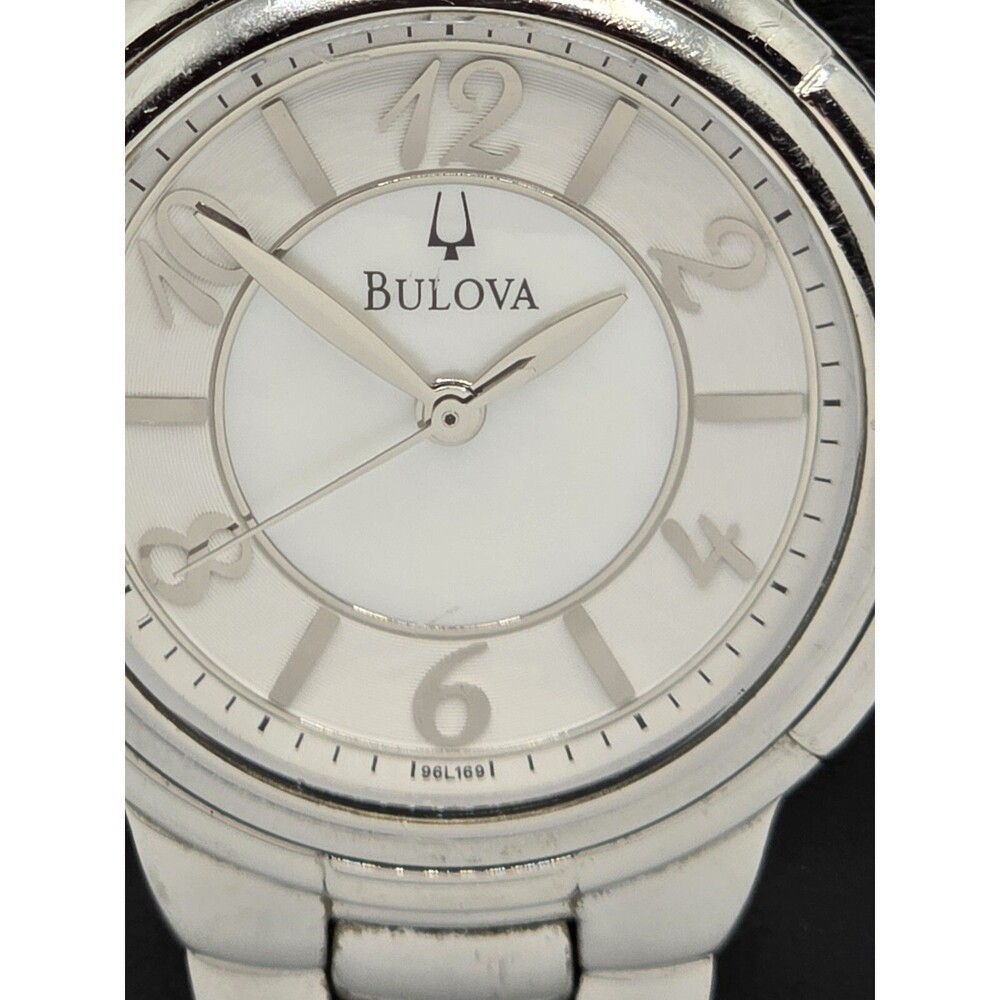 Women's Bulova Round MOP Dial Silver Tone Case Link Bracelet Band Watch 04 - Picture 6 of 10